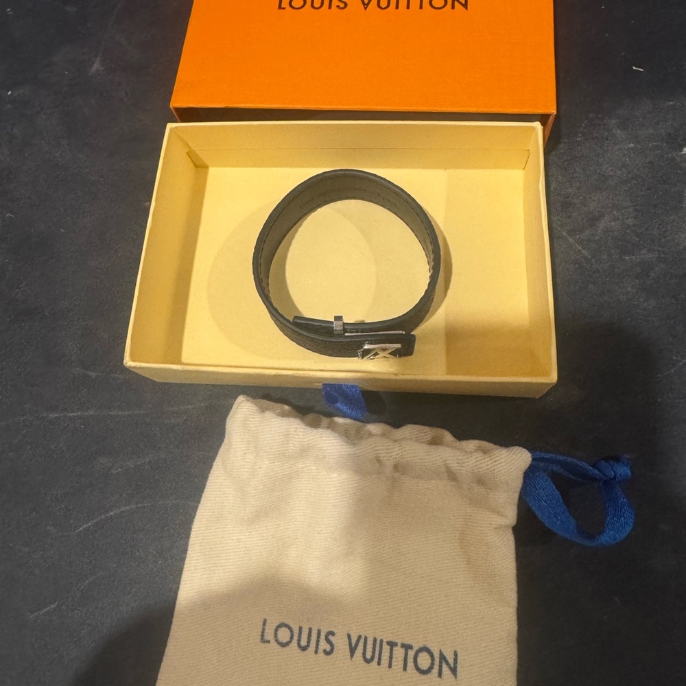 Louis Vuitton Black Leather Wrap Bracelet